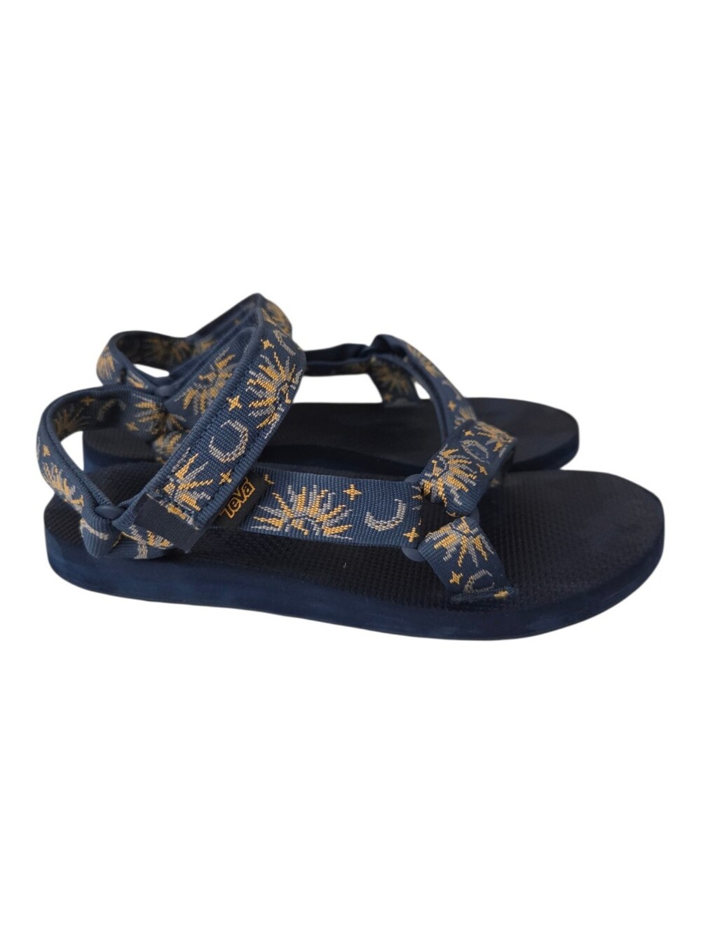 teva original universal sandals womens navy blue celestial sun moon stars strap